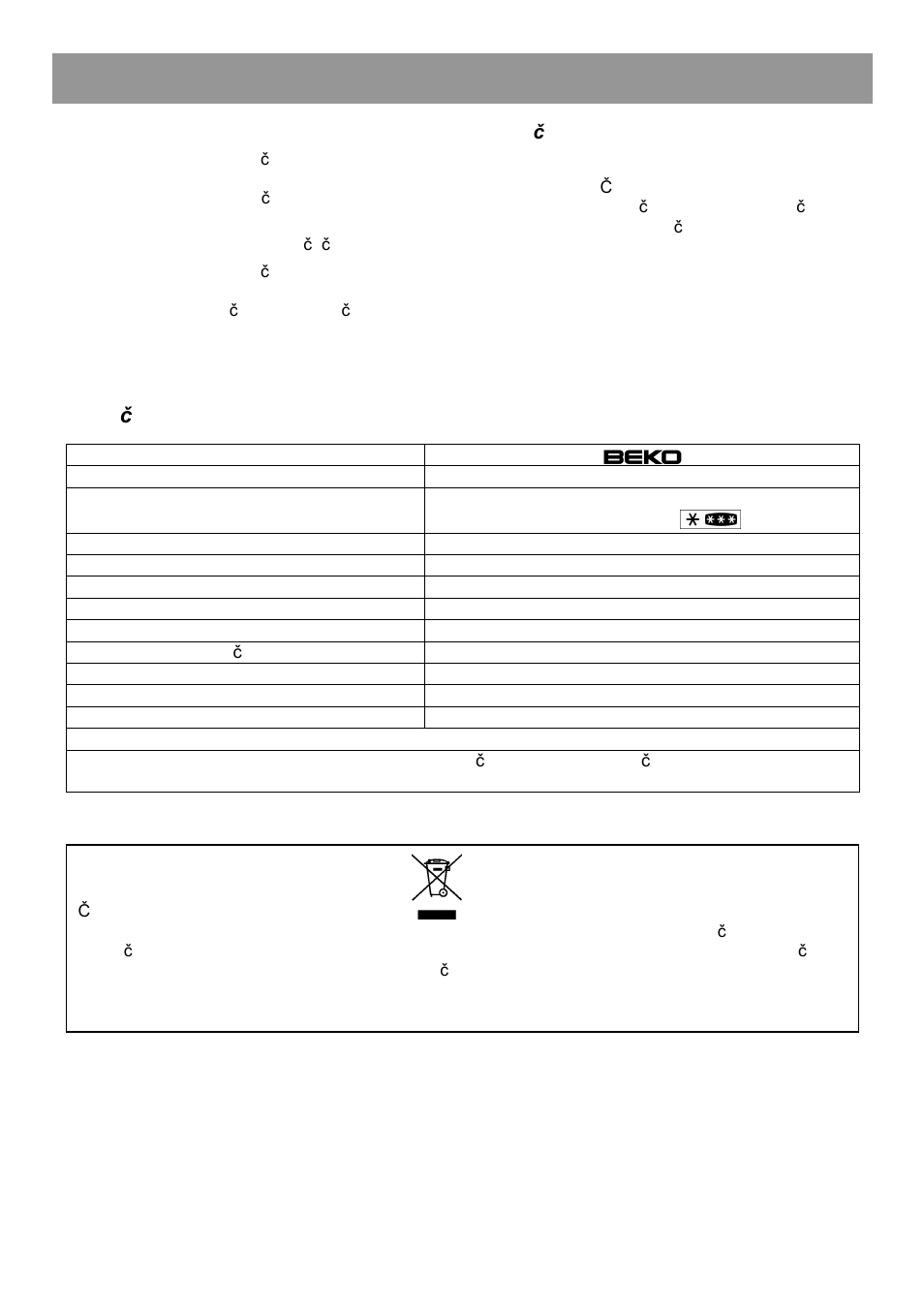 Navodila za uporabo, Tehni č ni podatki | Beko CN 236230 User Manual | Page 78 / 80