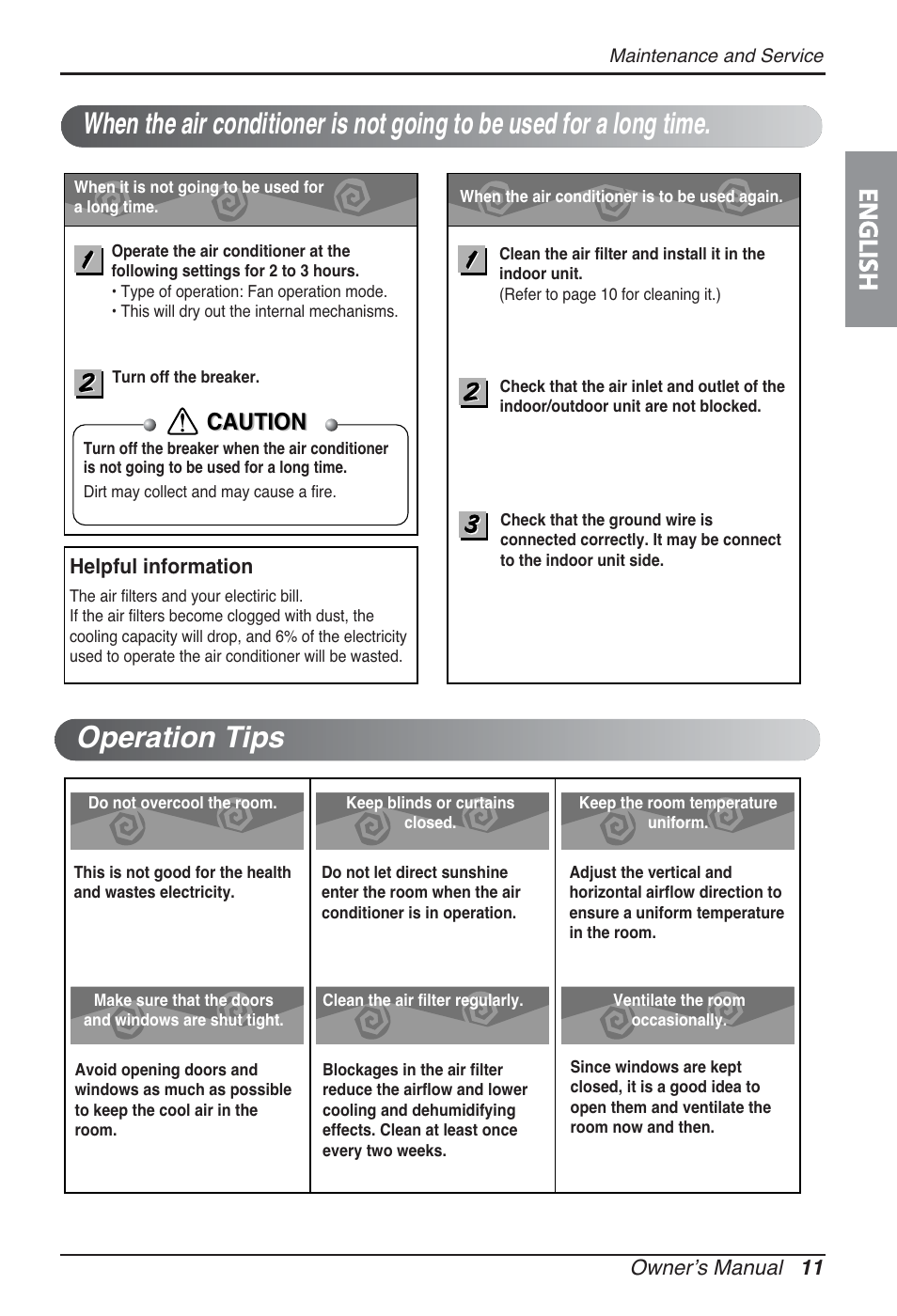 English, Caution | LG ARNU09GSBL2 User Manual | Page 11 / 109