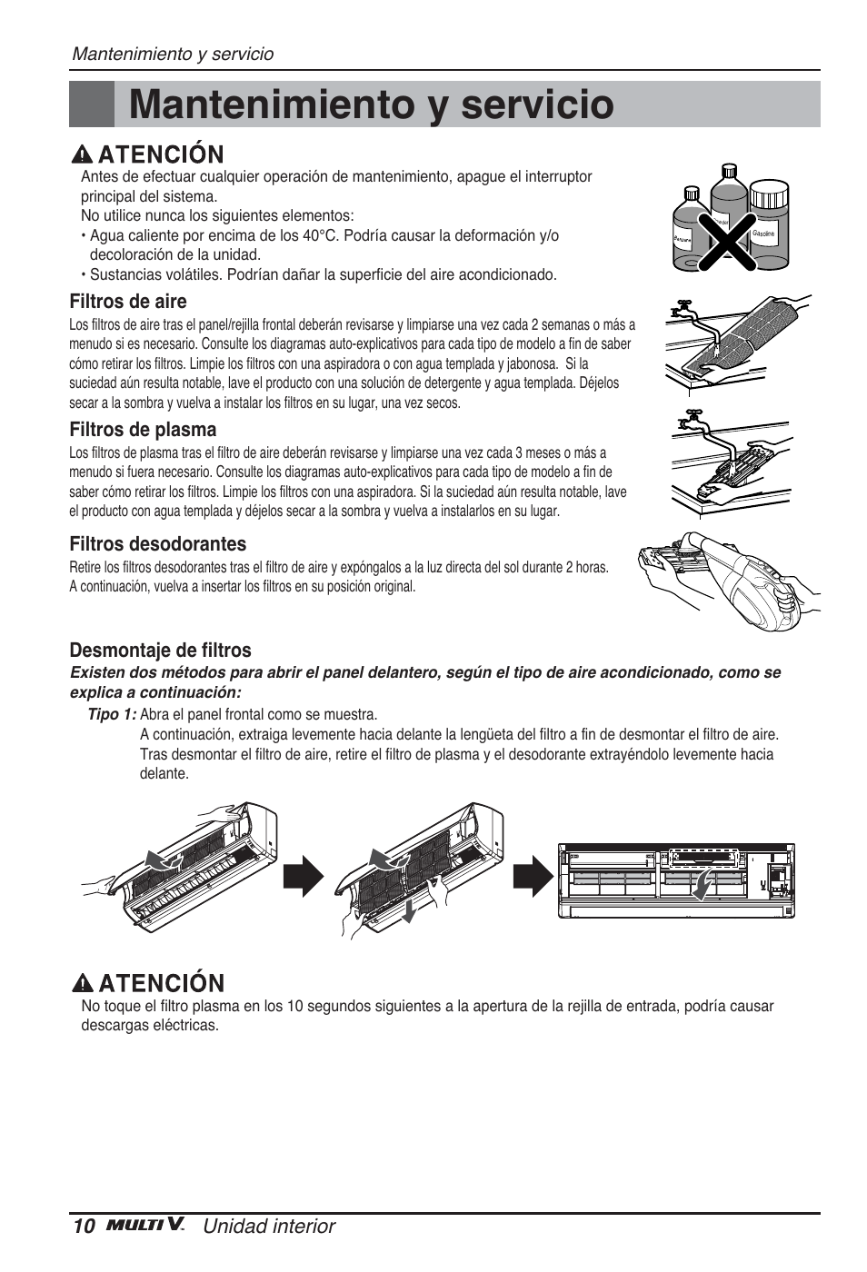 Mantenimiento y servicio | LG ARNU09GSBL2 User Manual | Page 34 / 109