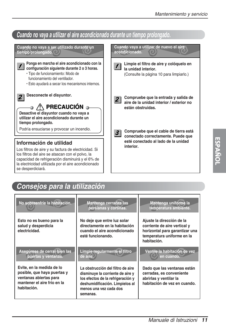 Español, Precaución | LG ARNU09GSBL2 User Manual | Page 35 / 109