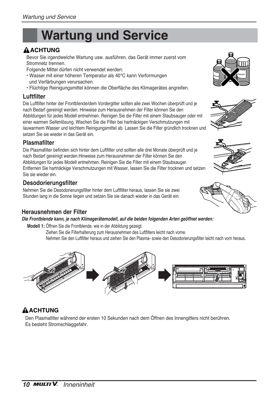 Wartung und service | LG ARNU09GSBL2 User Manual | Page 58 / 109