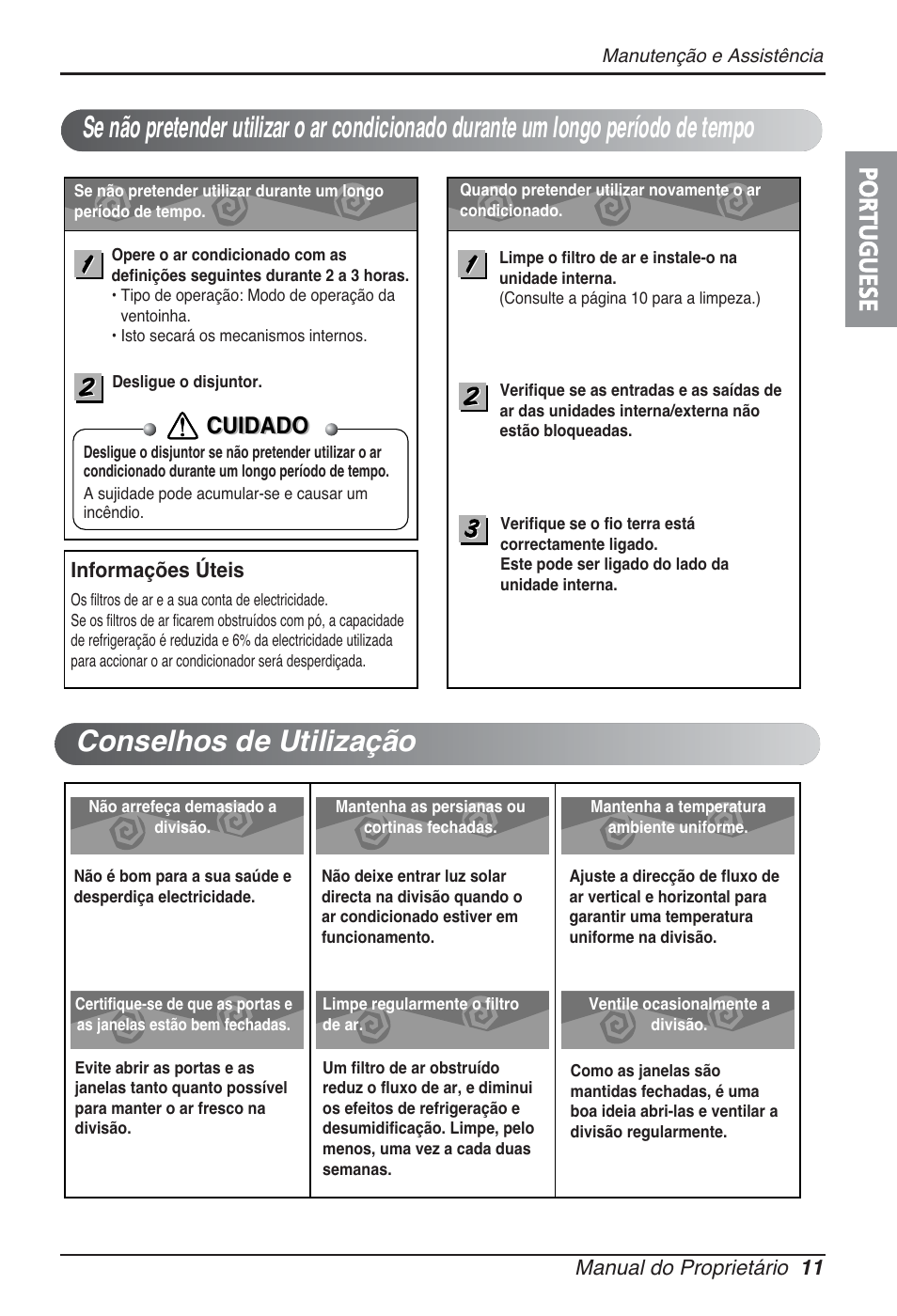 Portuguese, Cuidado | LG ARNU09GSBL2 User Manual | Page 71 / 109