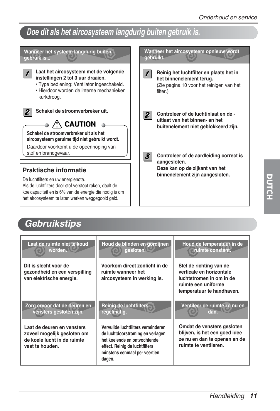 Dutch, Caution | LG ARNU09GSBL2 User Manual | Page 95 / 109