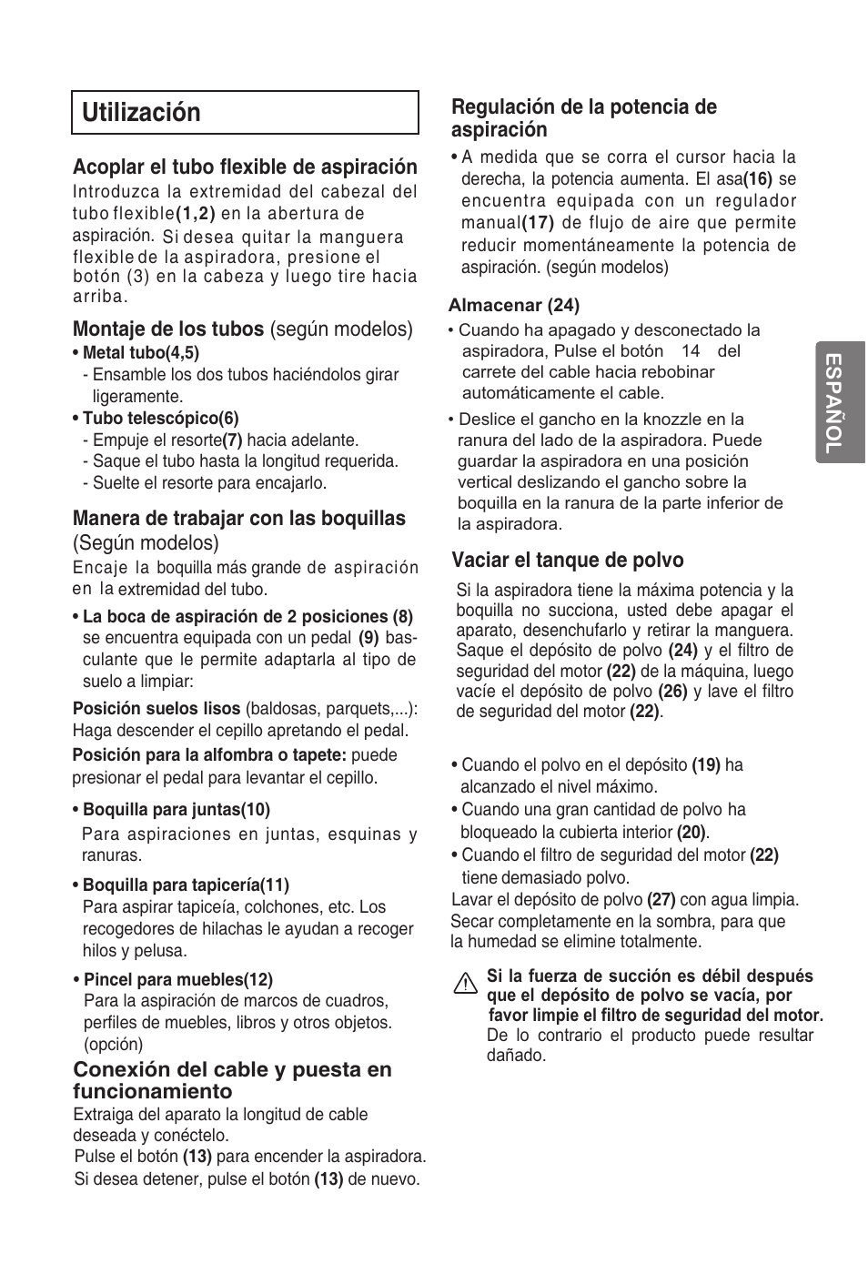 Utilización | LG VC2320NNTQ User Manual | Page 18 / 22