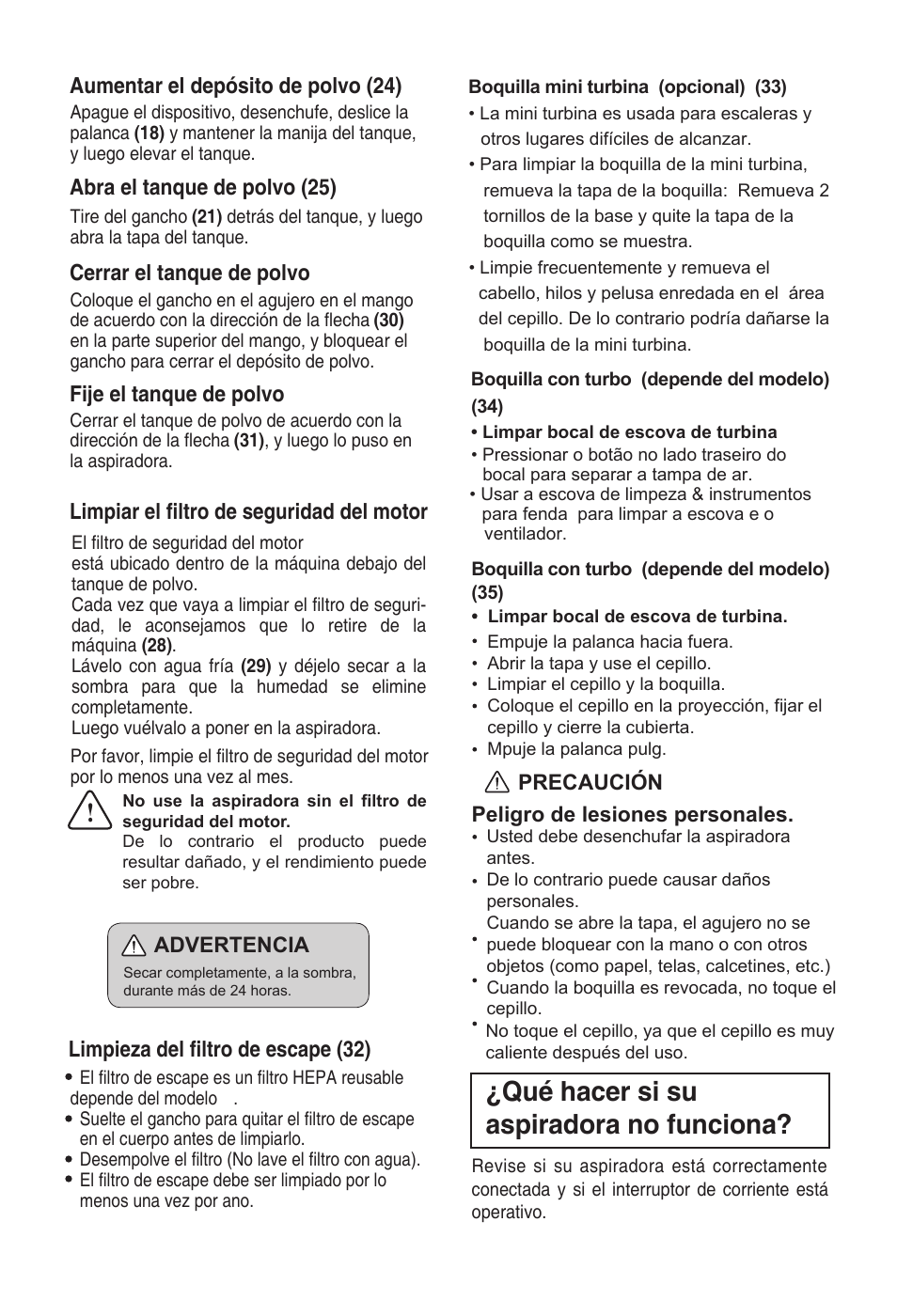 Qué hacer si su aspiradora no funciona | LG VC2320NNTQ User Manual | Page 19 / 22