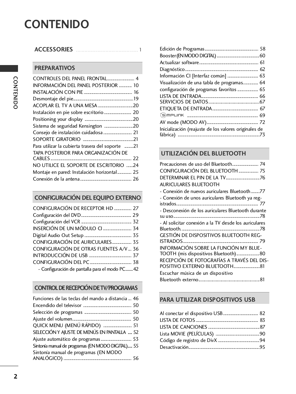 LG 26LH2000 User Manual | Page 4 / 162