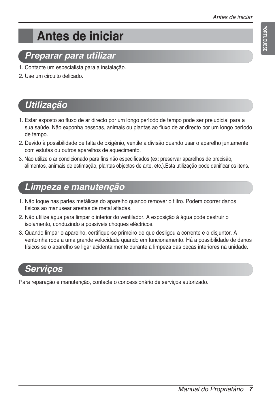 Antes de iniciar | LG ARNU15GQAA2 User Manual | Page 146 / 266