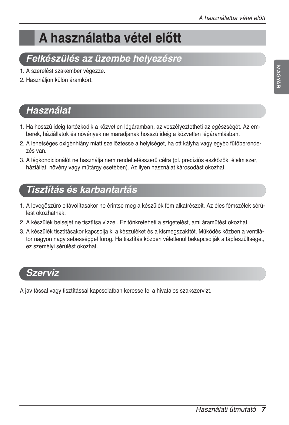 A használatba vétel előtt | LG ARNU15GQAA2 User Manual | Page 160 / 266