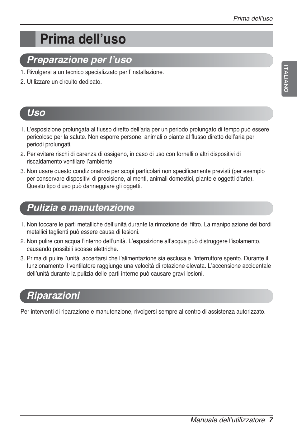 Prima dellʼuso | LG ARNU15GQAA2 User Manual | Page 21 / 266