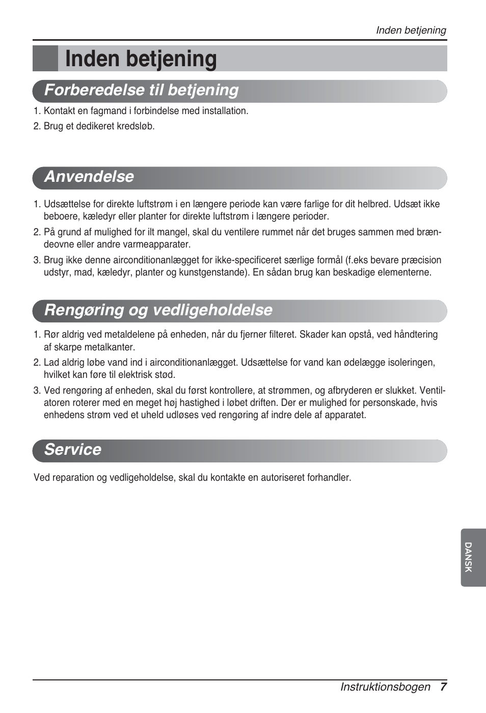 Inden betjening | LG ARNU15GQAA2 User Manual | Page 258 / 266