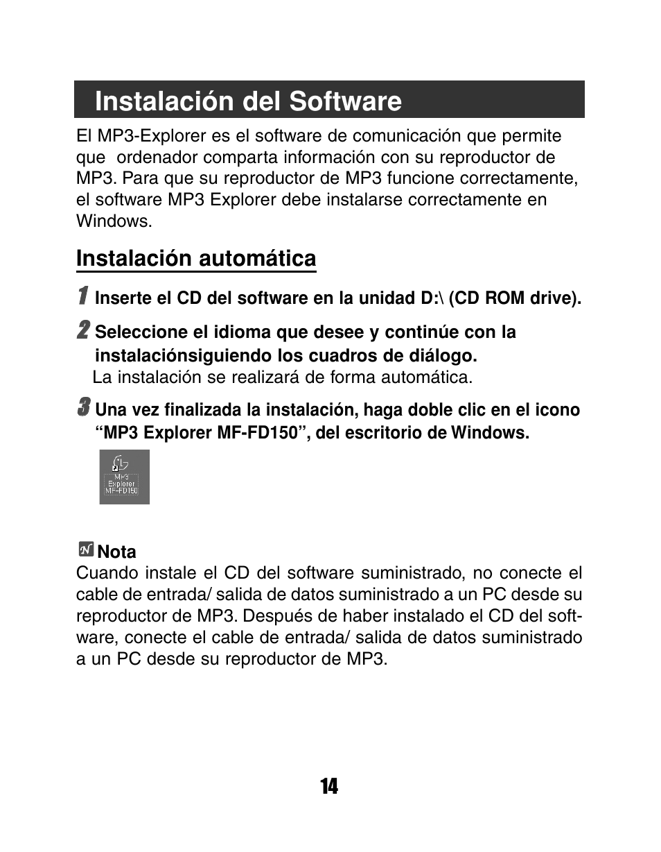 Instalación del software | LG MF-FD150TS User Manual | Page 14 / 56
