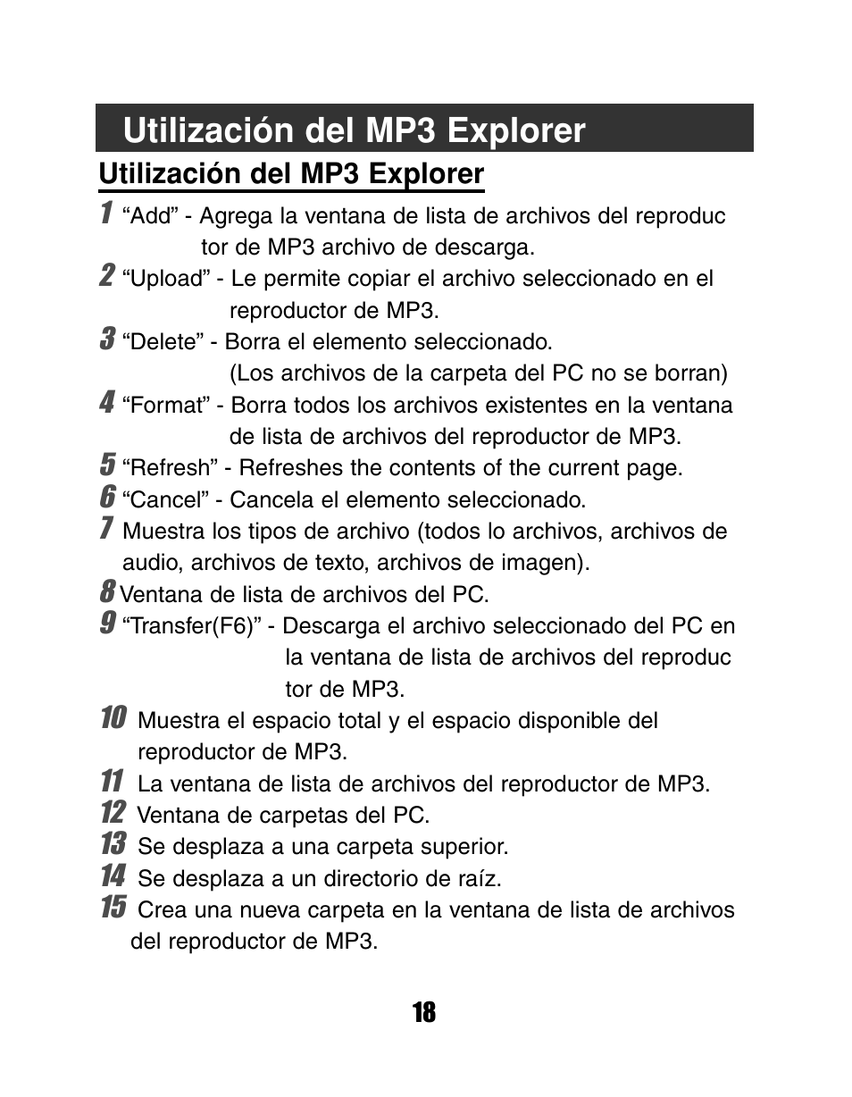 Utilización del mp3 explorer | LG MF-FD150TS User Manual | Page 18 / 56