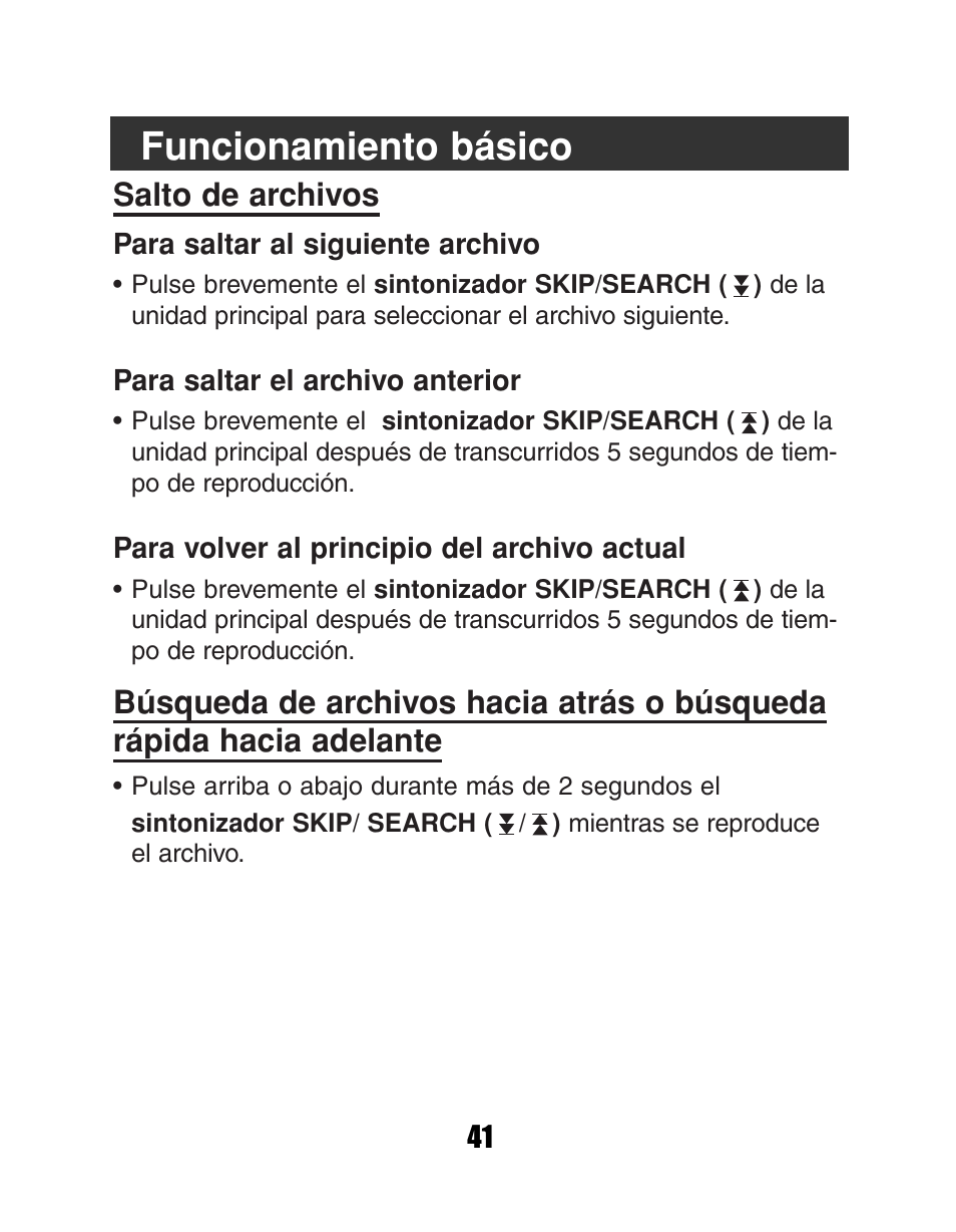 Funcionamiento básico, Salto de archivos | LG MF-FD150TS User Manual | Page 41 / 56