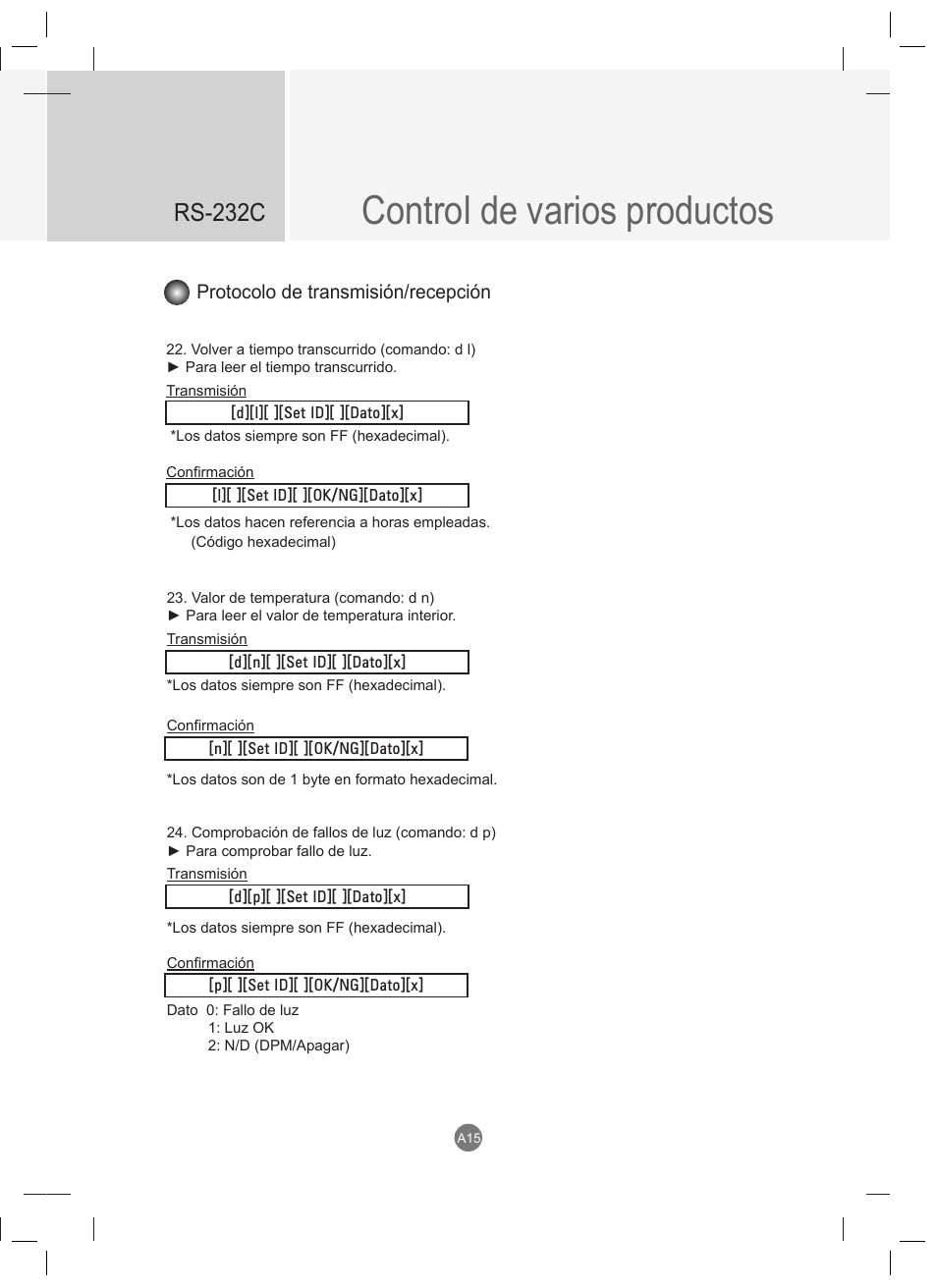 Control de varios productos, Rs-232c | LG 47VT30MS-B User Manual | Page 73 / 87