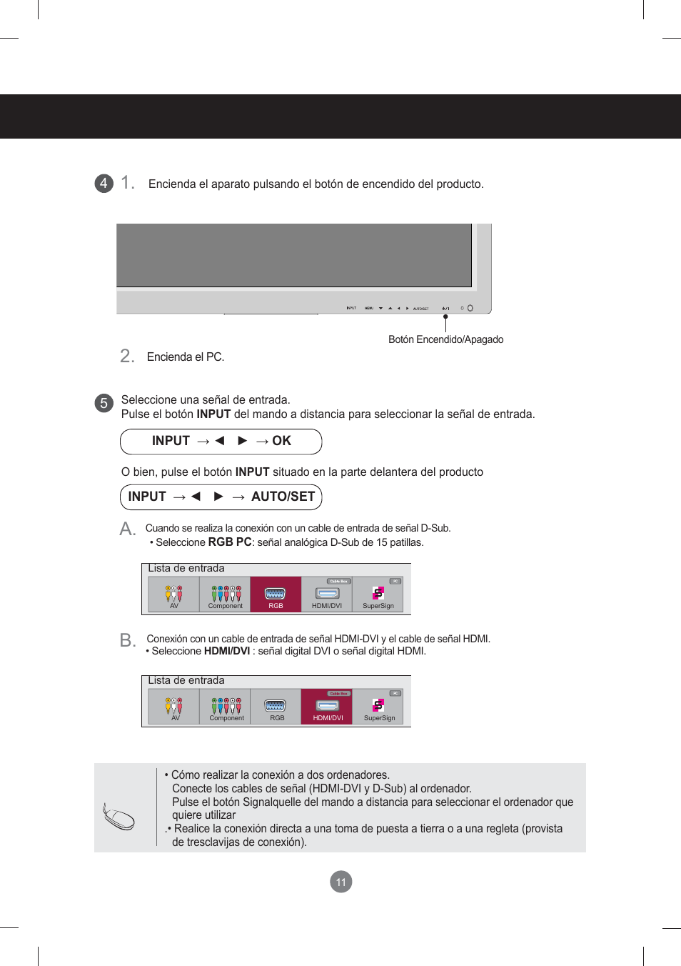Conexión de dispositivos externos, 1. b. a | LG monitor-M3704CCBA User Manual | Page 11 / 88