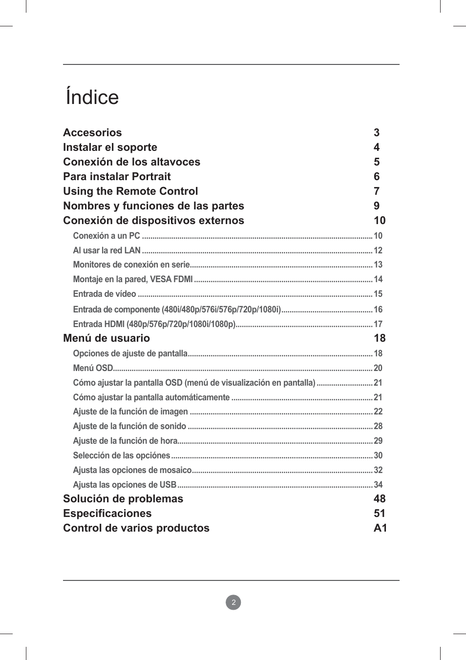 Índice | LG monitor-M3704CCBA User Manual | Page 2 / 88