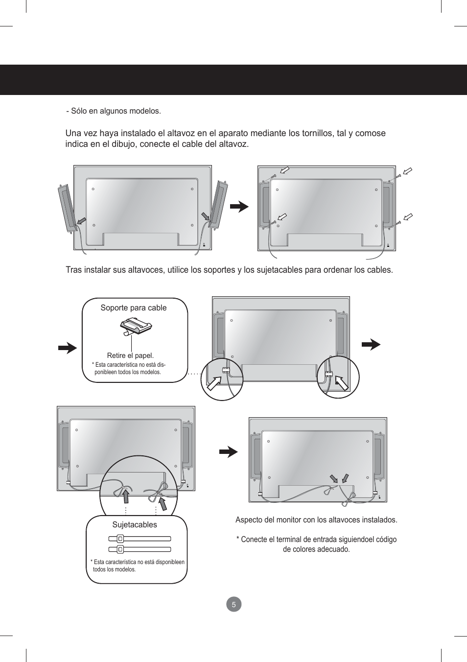 Conexión de los altavoces | LG monitor-M3704CCBA User Manual | Page 5 / 88