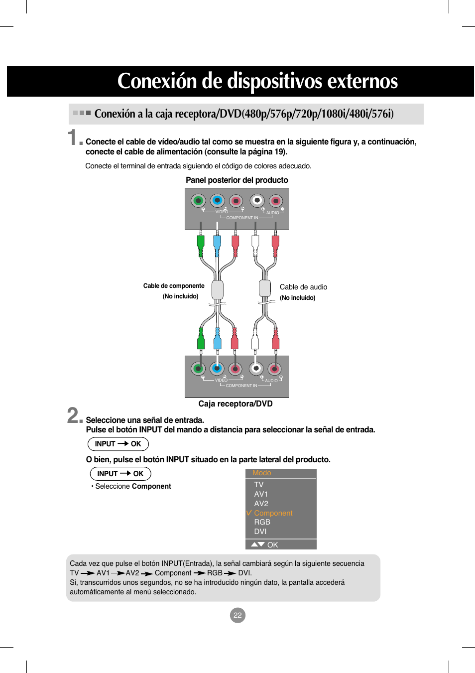 Conexión de dispositivos externos | LG M208WA-BZ User Manual | Page 23 / 49