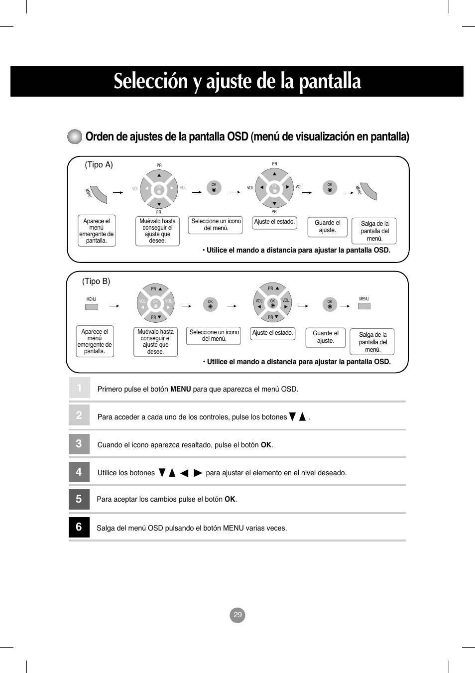 Selección y ajuste de la pantalla | LG M208WA-BZ User Manual | Page 30 / 49