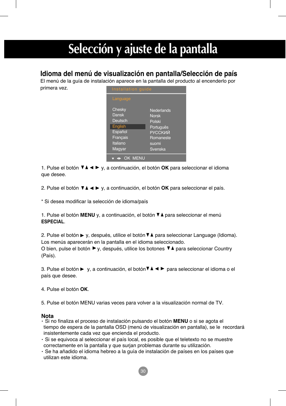 Selección y ajuste de la pantalla | LG M208WA-BZ User Manual | Page 31 / 49