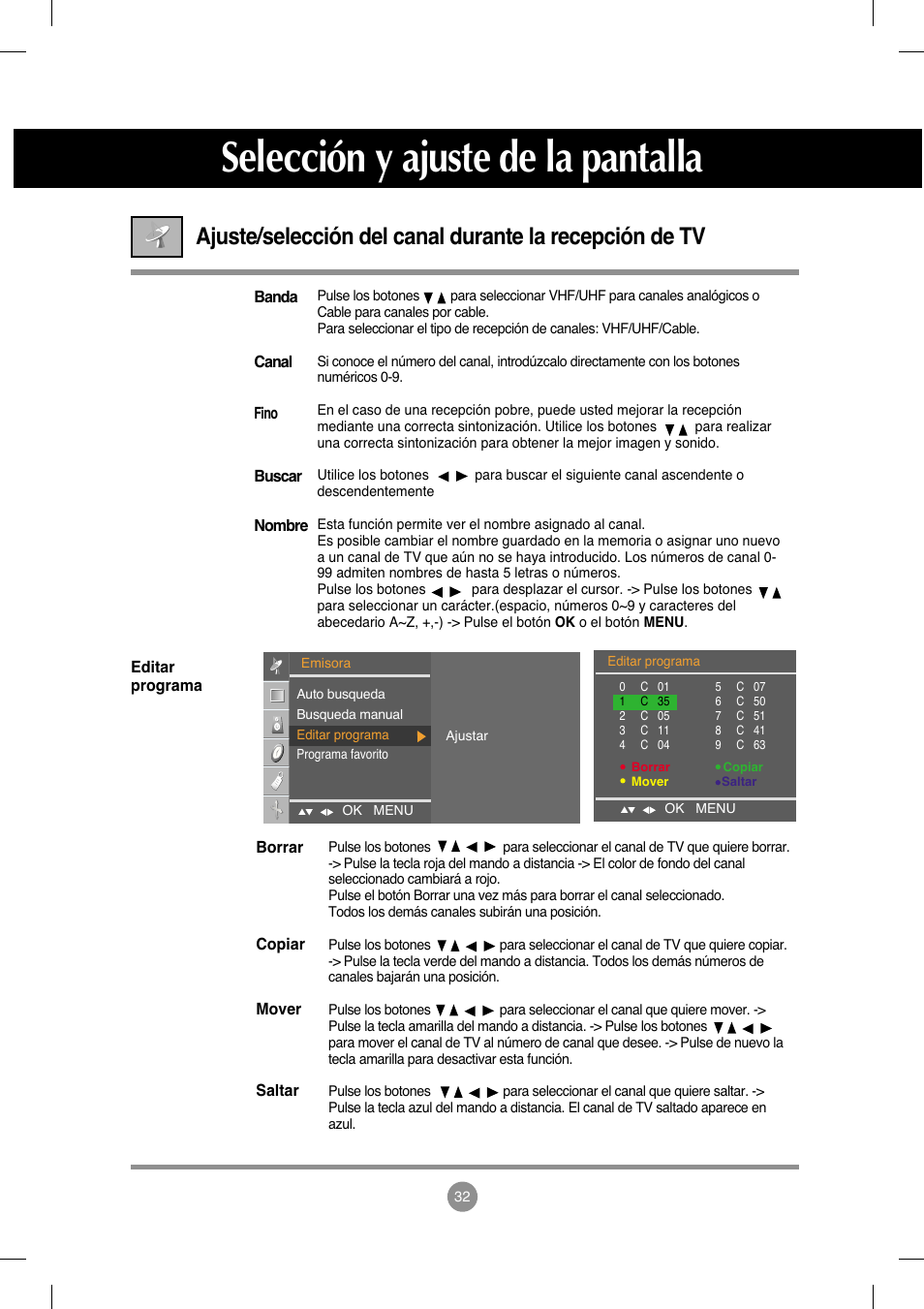 Selección y ajuste de la pantalla | LG M208WA-BZ User Manual | Page 33 / 49
