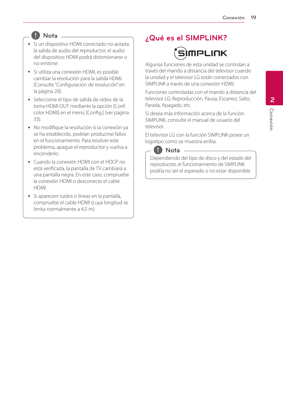 Qué es el simplink, 19 – ¿qué es el simplink | LG BH6220S User Manual | Page 19 / 74