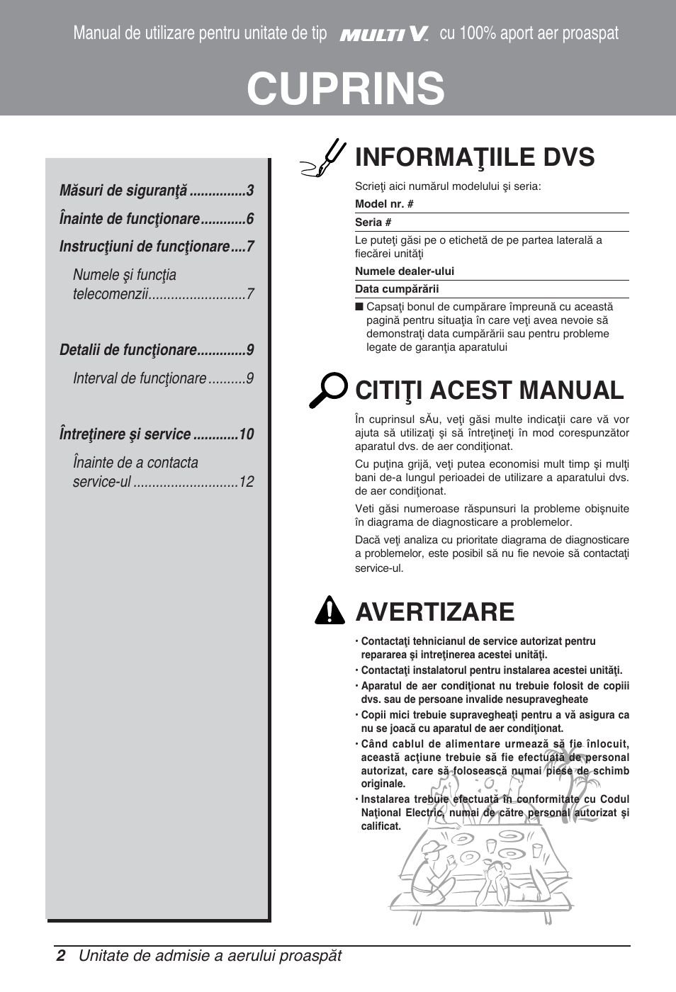 Cuprins, Informaţiile dvs, Citiţi acest manual | Avertizare | LG ARNU76GB8Z2 User Manual | Page 134 / 205