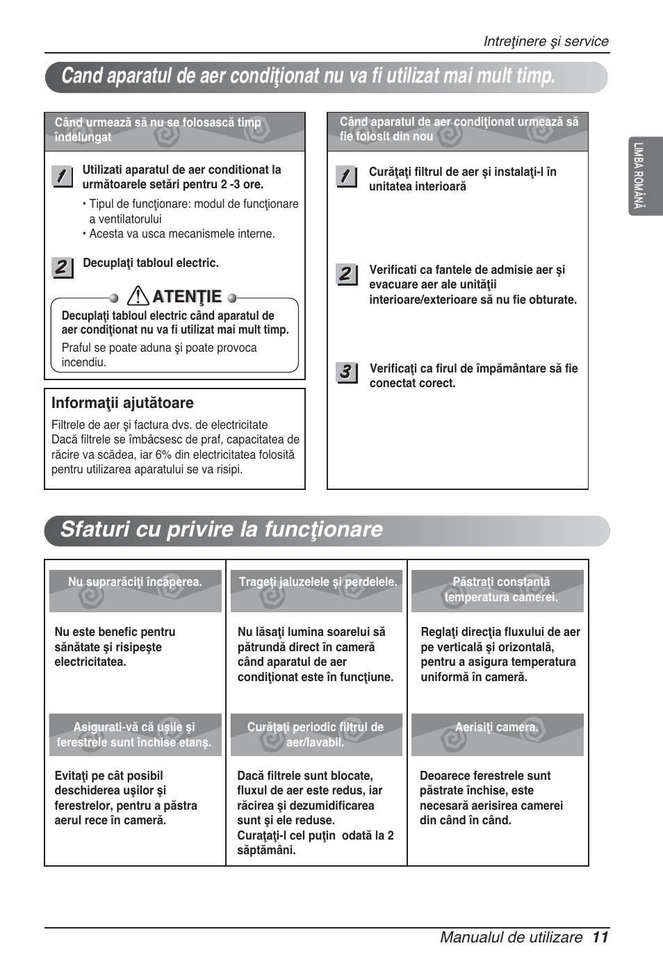 Atenţie | LG ARNU76GB8Z2 User Manual | Page 143 / 205