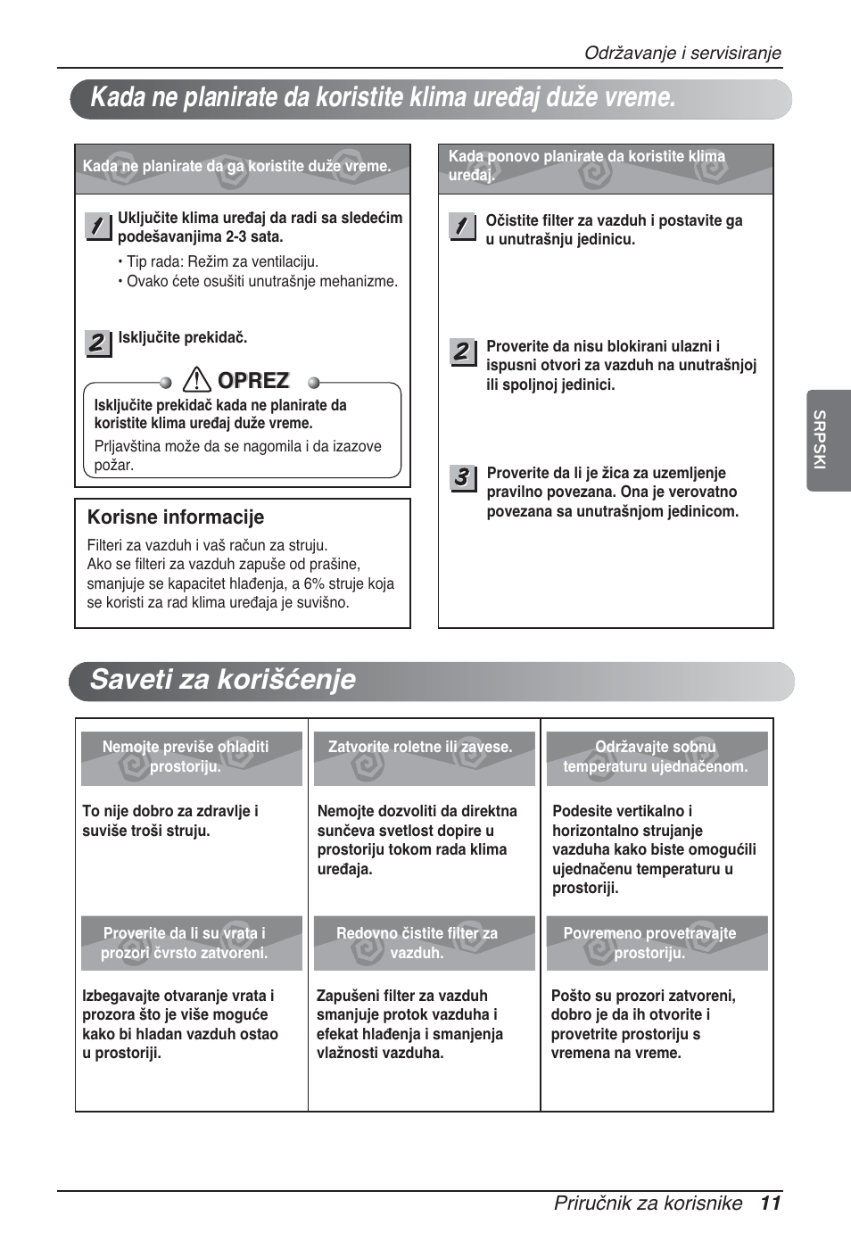 Oprez | LG ARNU76GB8Z2 User Manual | Page 167 / 205