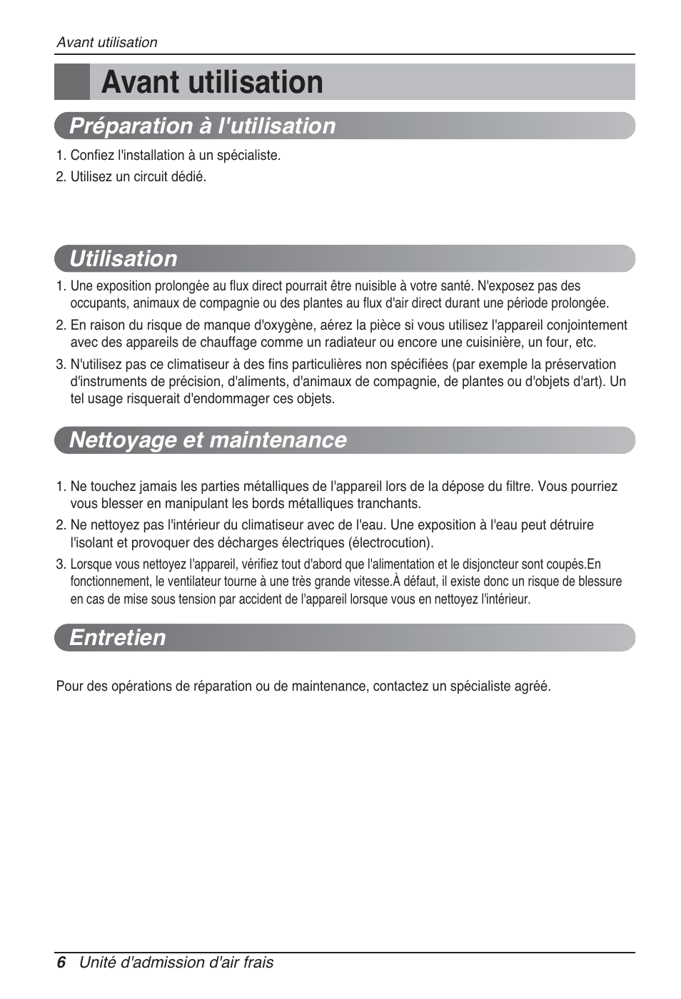 Avant utilisation | LG ARNU76GB8Z2 User Manual | Page 42 / 205