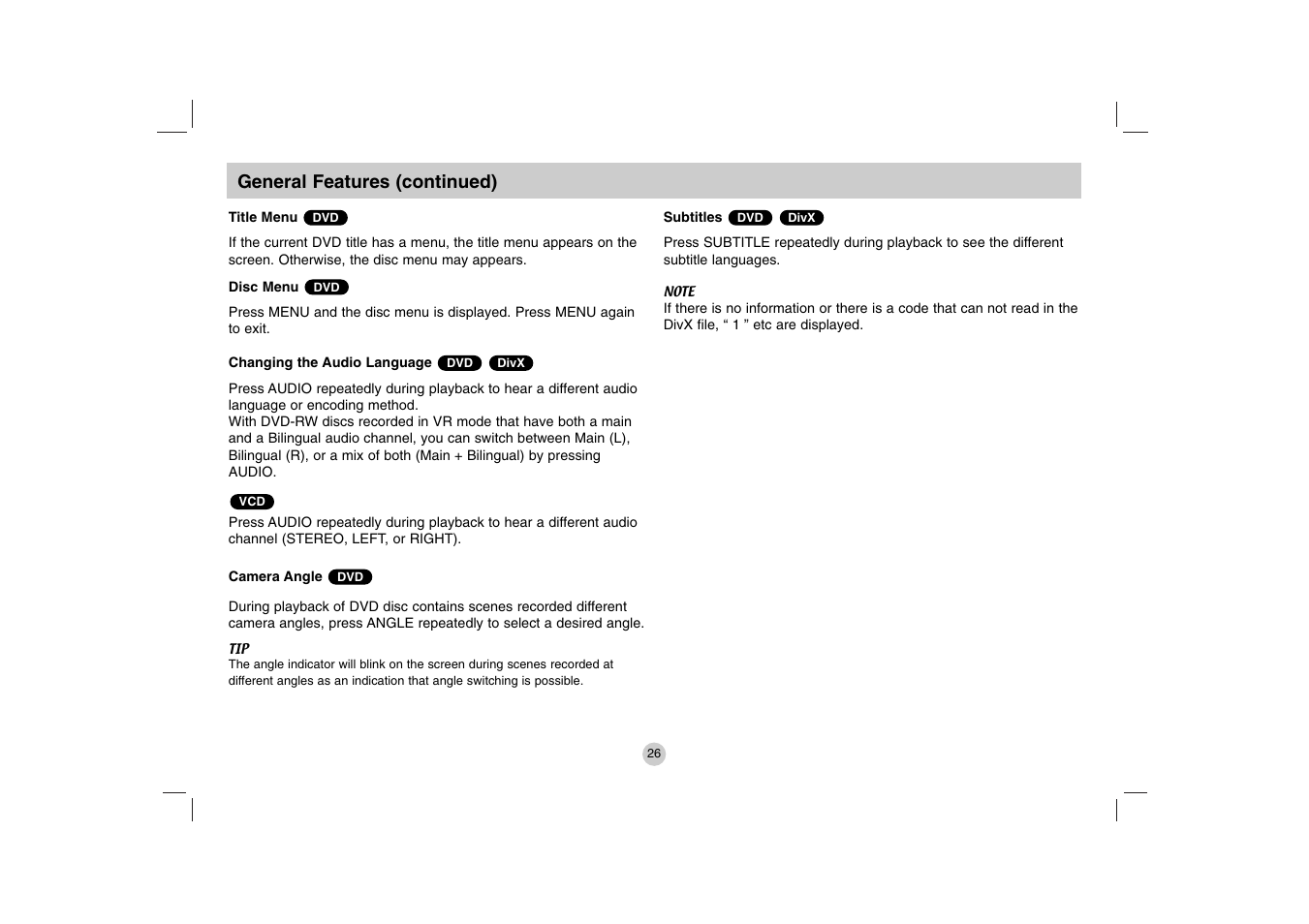LG DP271 User Manual | Page 26 / 84
