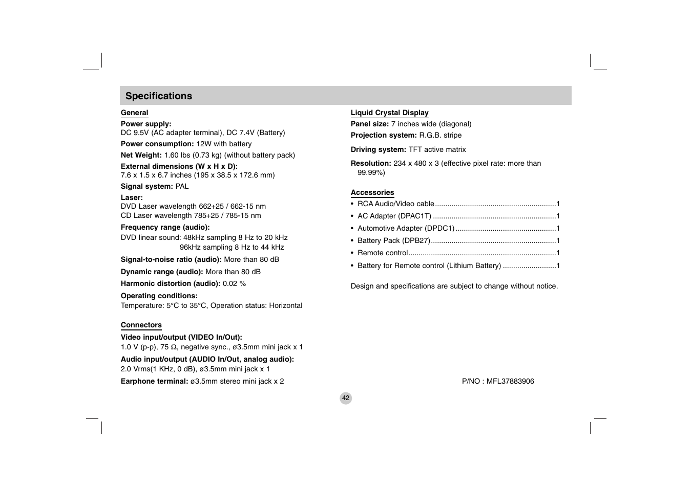 LG DP271 User Manual | Page 42 / 84