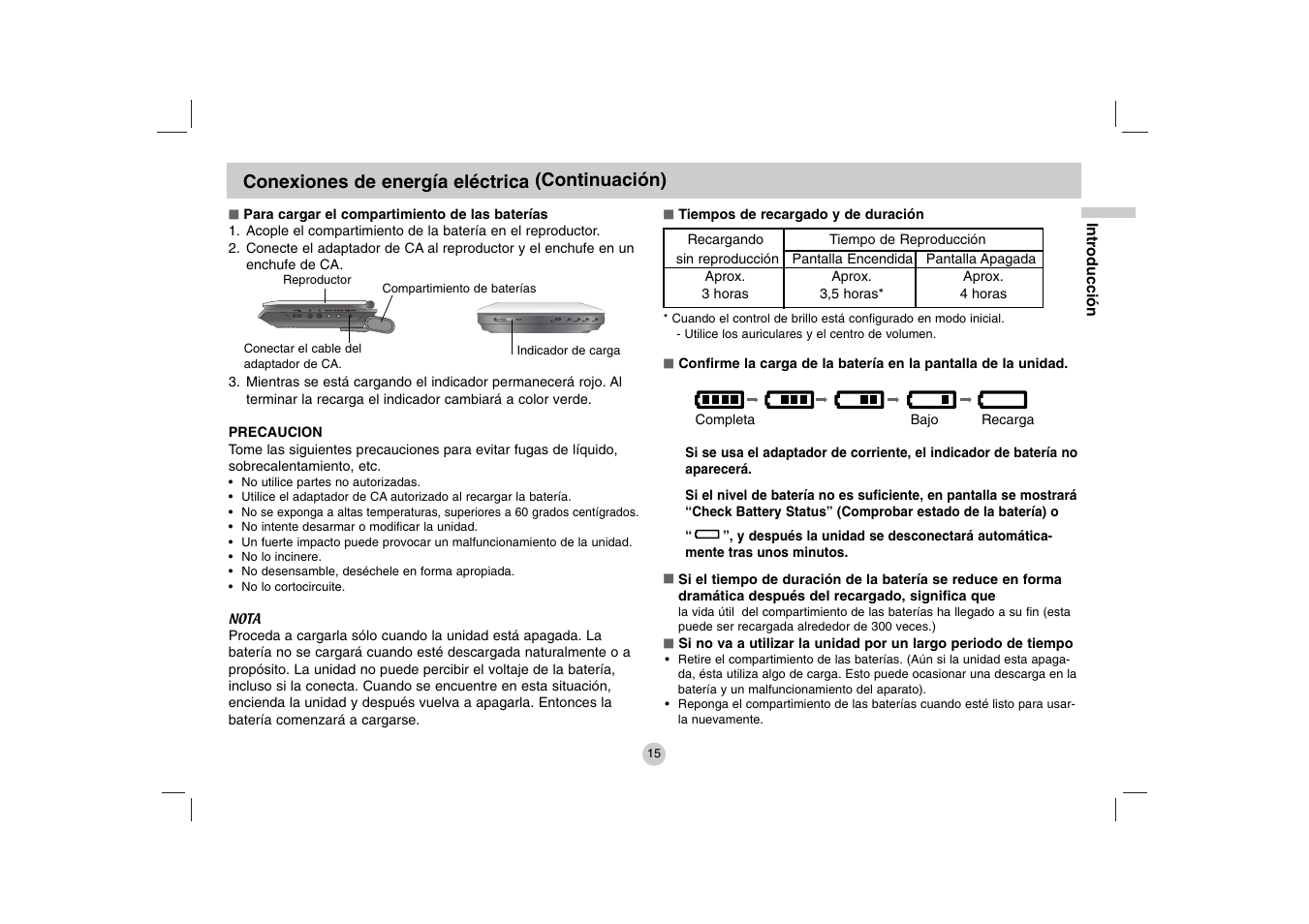 Conexiones de energía eléctrica (continuación) | LG DP271 User Manual | Page 57 / 84