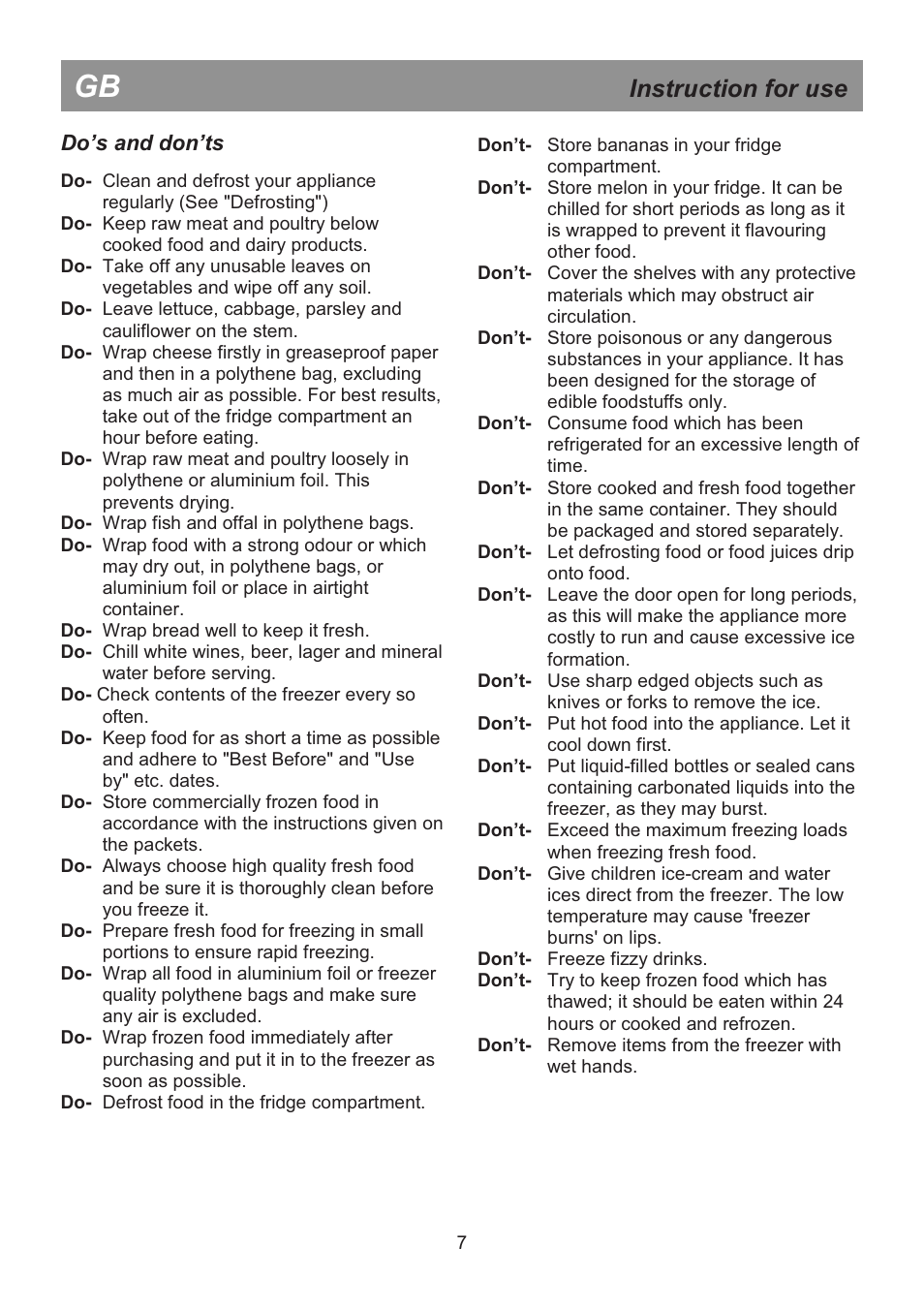 Instruction for use | Beko DSA 25020 S User Manual | Page 13 / 31