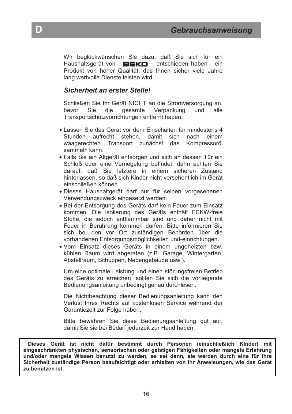 Gebrauchsanweisung | Beko DSA 25020 S User Manual | Page 22 / 31