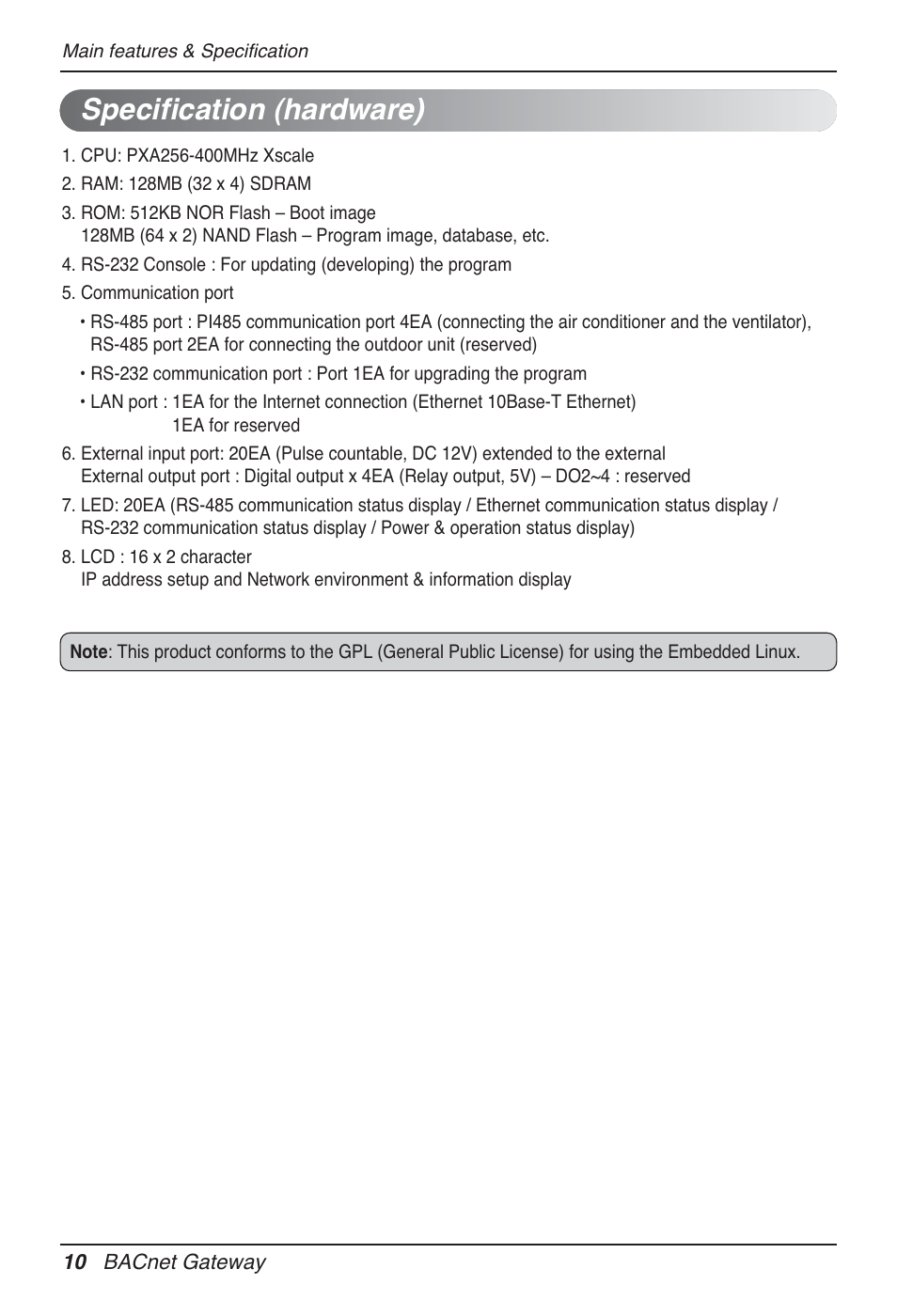 Specification (hardware) | LG PQNFB17B0 User Manual | Page 10 / 756