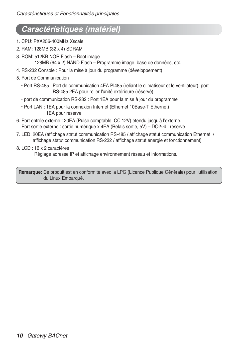 Caractéristiques (matériel) | LG PQNFB17B0 User Manual | Page 334 / 756