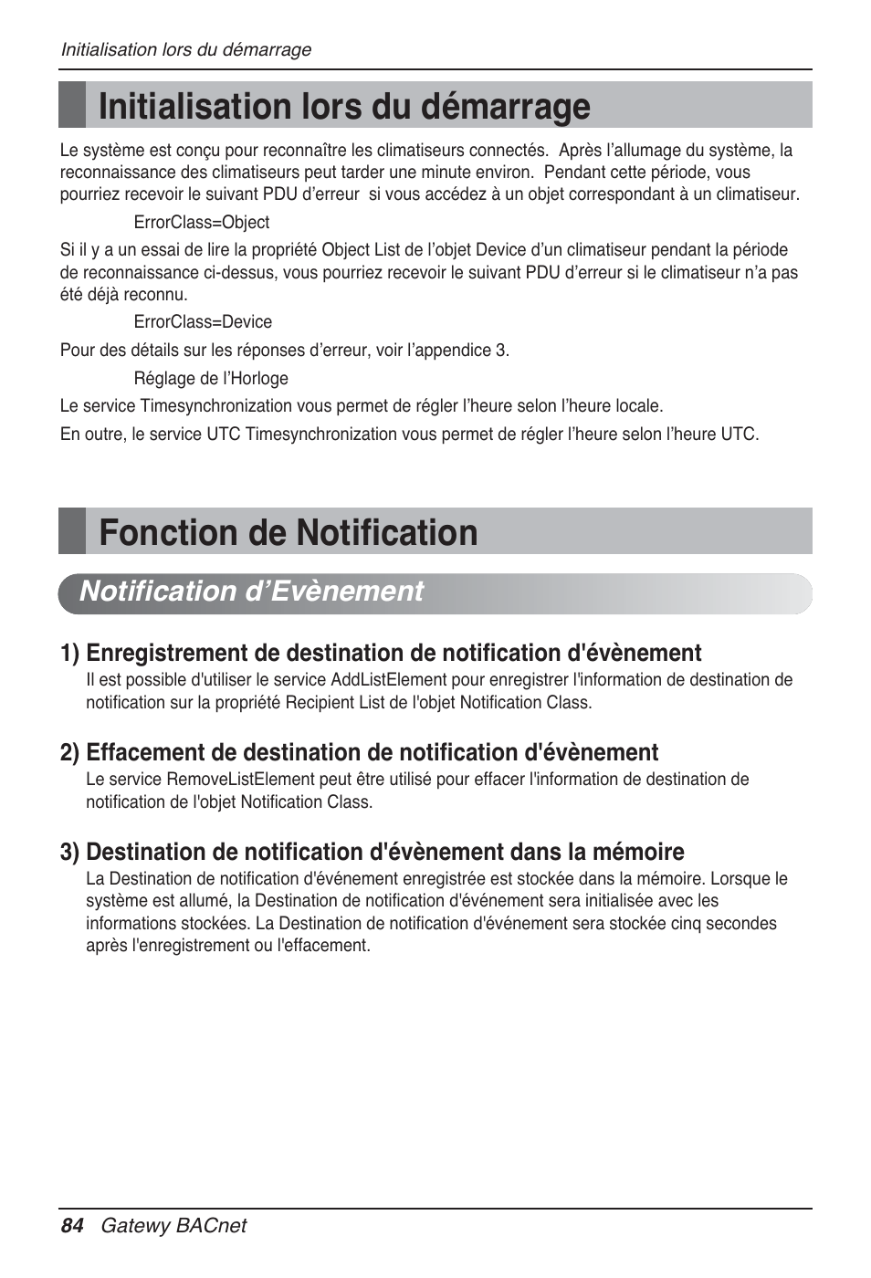 Initialisation lors du démarrage, Fonction de notification, Notification dʼevènement | LG PQNFB17B0 User Manual | Page 408 / 756