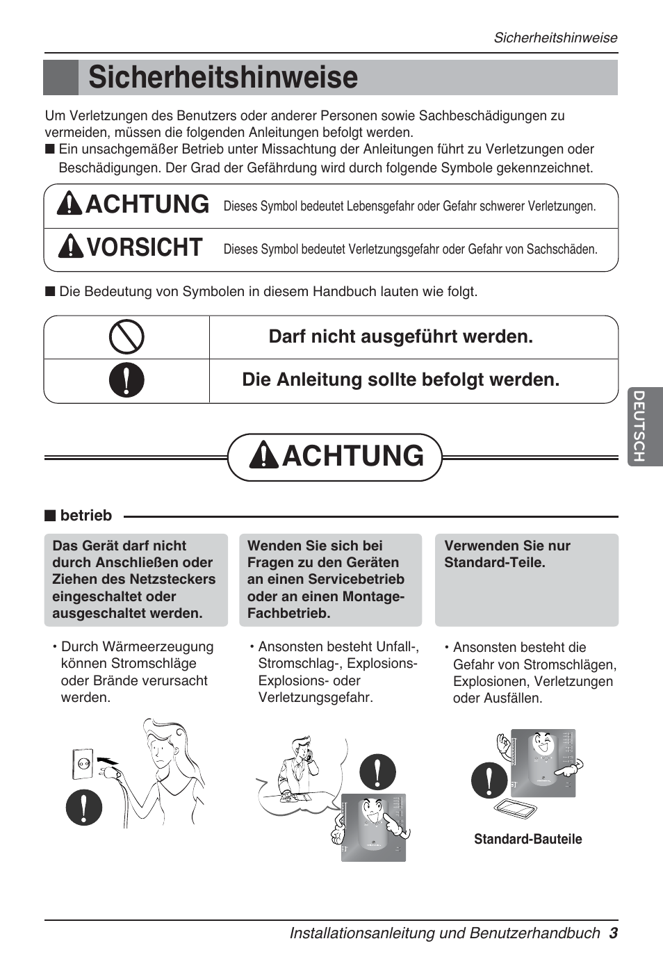 Achtung, Achtung vorsicht, Deutsch | Sicherheitshinweise | LG PQNFB17B0 User Manual | Page 435 / 756