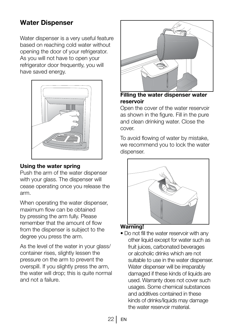 Water dispenser | Beko GNE V222 S User Manual | Page 23 / 83