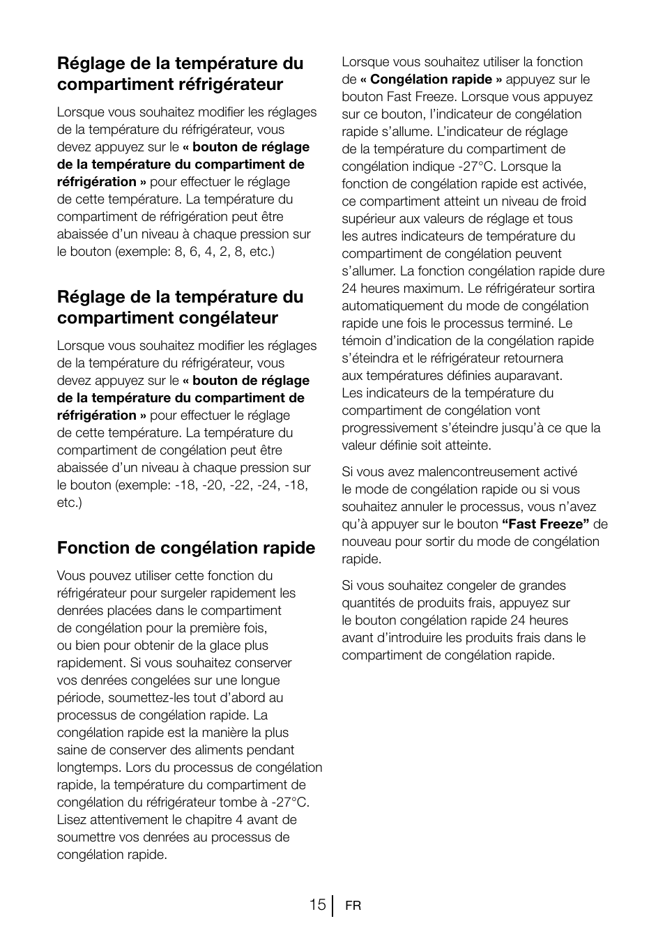 Fonction de congélation rapide | Beko GNE V222 S User Manual | Page 43 / 83