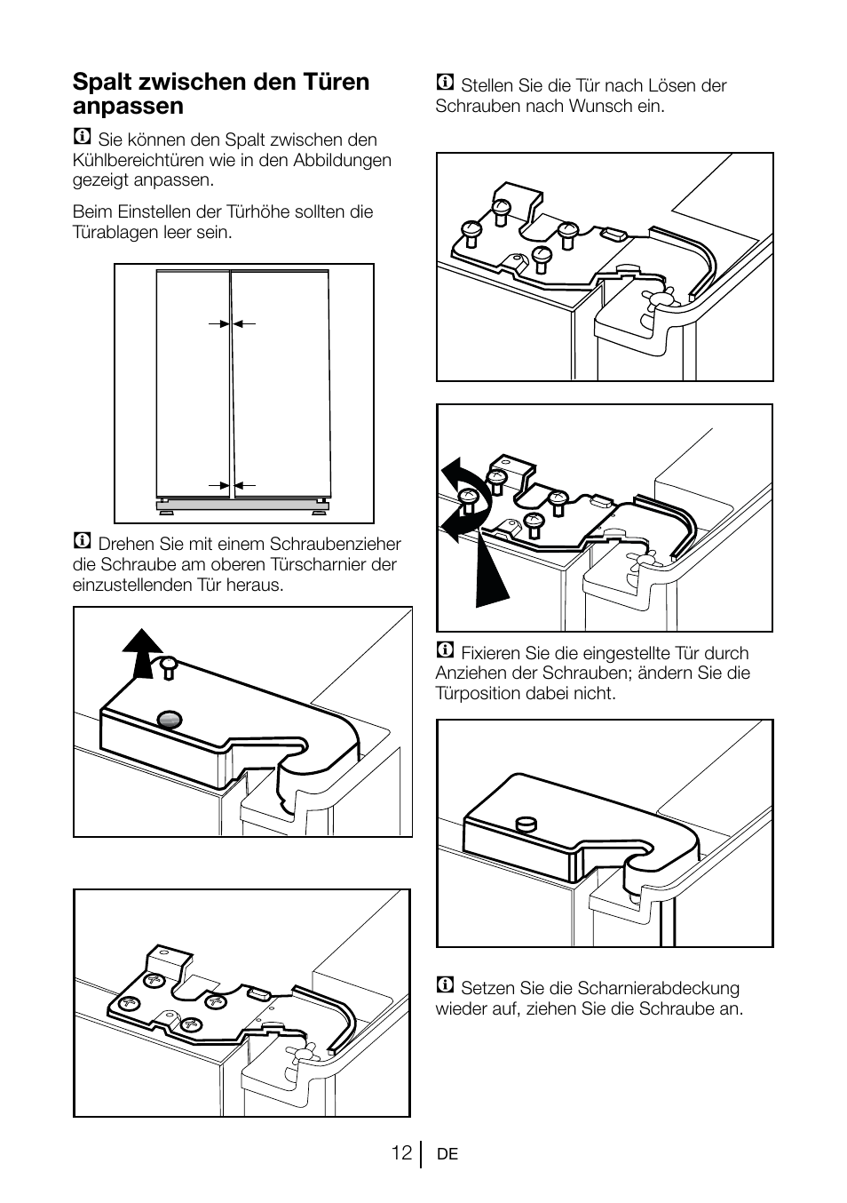 Spalt zwischen den türen anpassen c | Beko GNE V222 S User Manual | Page 67 / 83