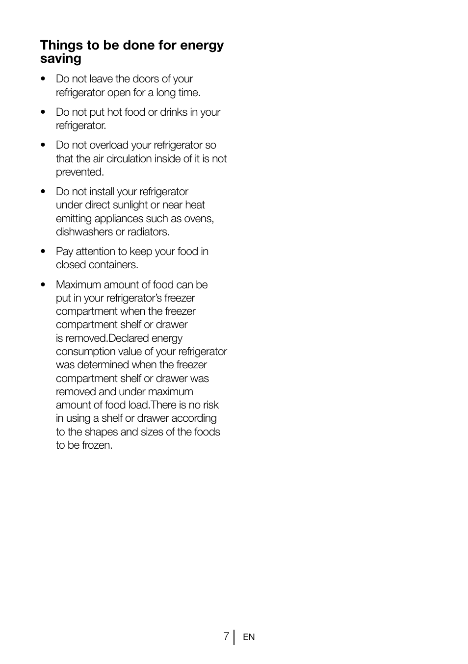 Things to be done for energy saving | Beko GNE V222 S User Manual | Page 8 / 83