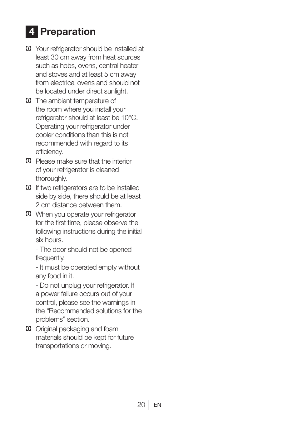 4preparation | Beko GNE V422 X User Manual | Page 20 / 102