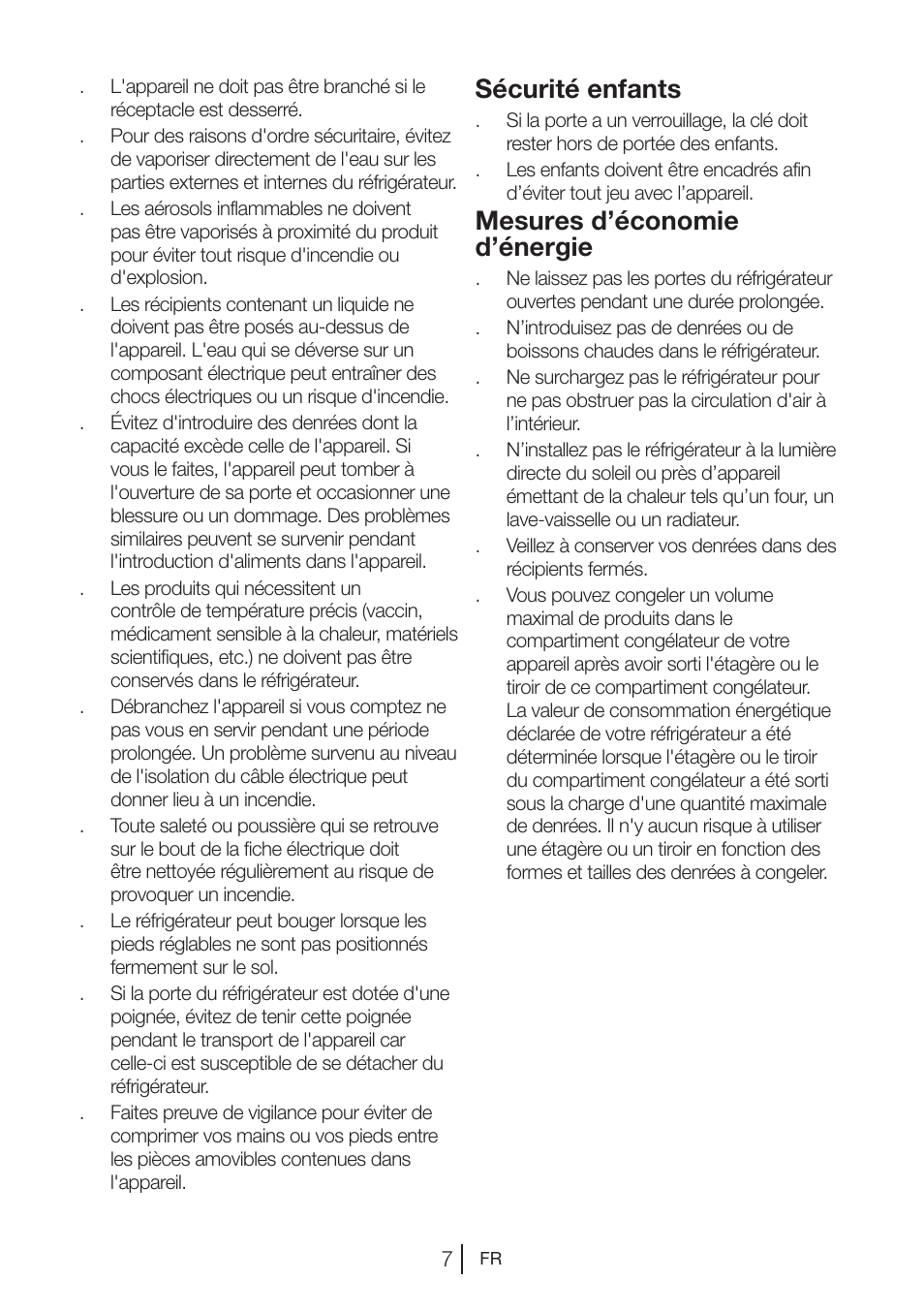 Sécurité enfants, Mesures d’économie d’énergie | Beko GNE V422 X User Manual | Page 41 / 102