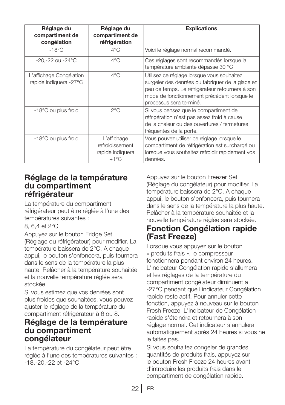 Fonction congélation rapide (fast freeze) | Beko GNE V422 X User Manual | Page 56 / 102