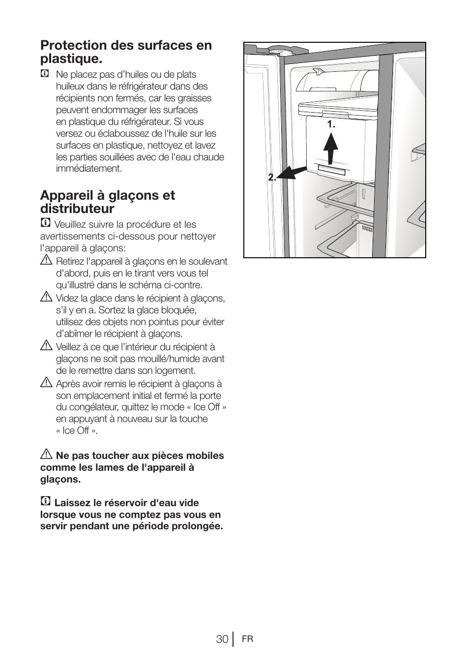 Protection des surfaces en plastique, Appareil à glaçons et distributeur c | Beko GNE V422 X User Manual | Page 64 / 102