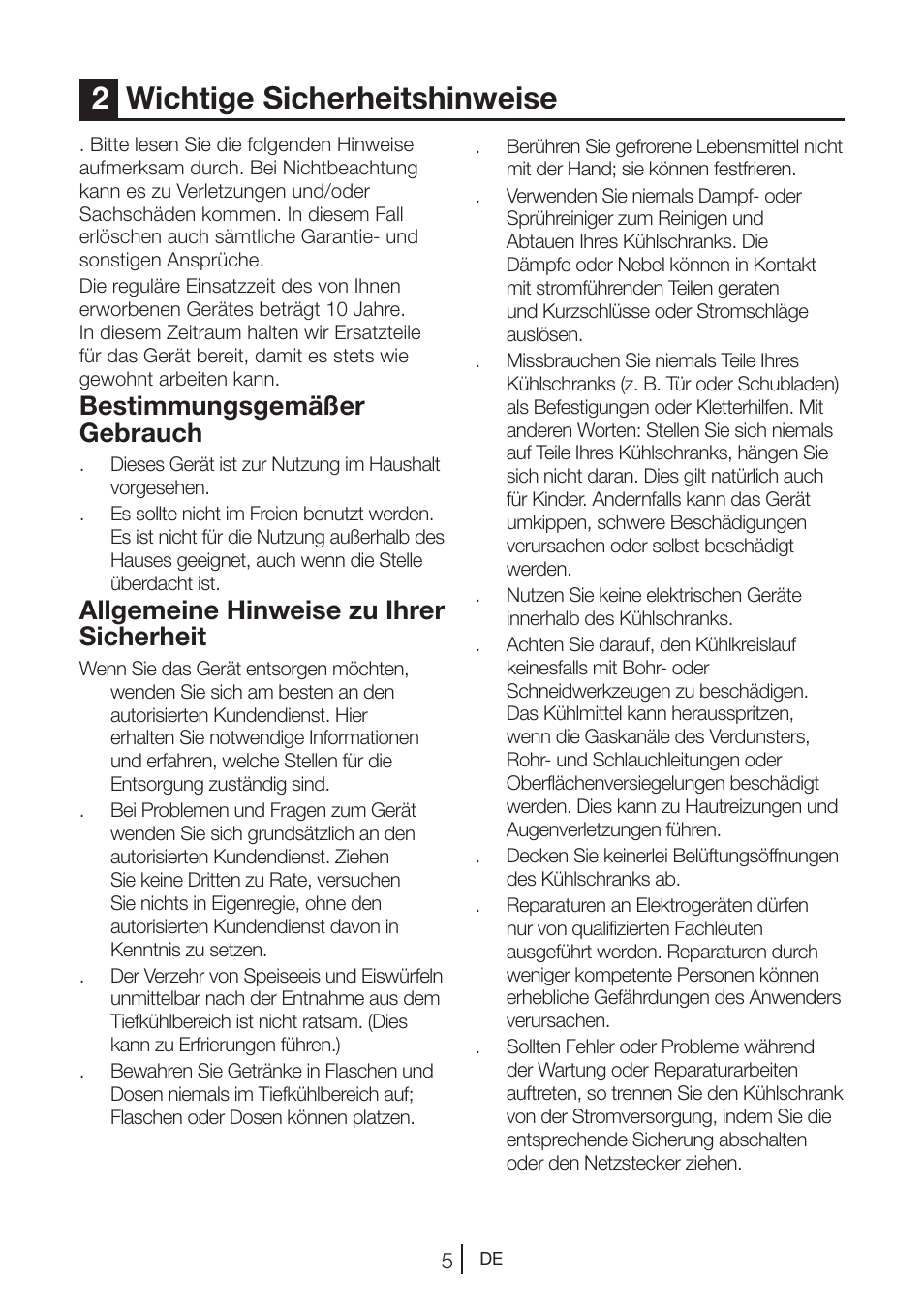 2wichtige sicherheitshinweise, Bestimmungsgemäßer gebrauch, Allgemeine hinweise zu ihrer sicherheit | Beko GNE V422 X User Manual | Page 72 / 102