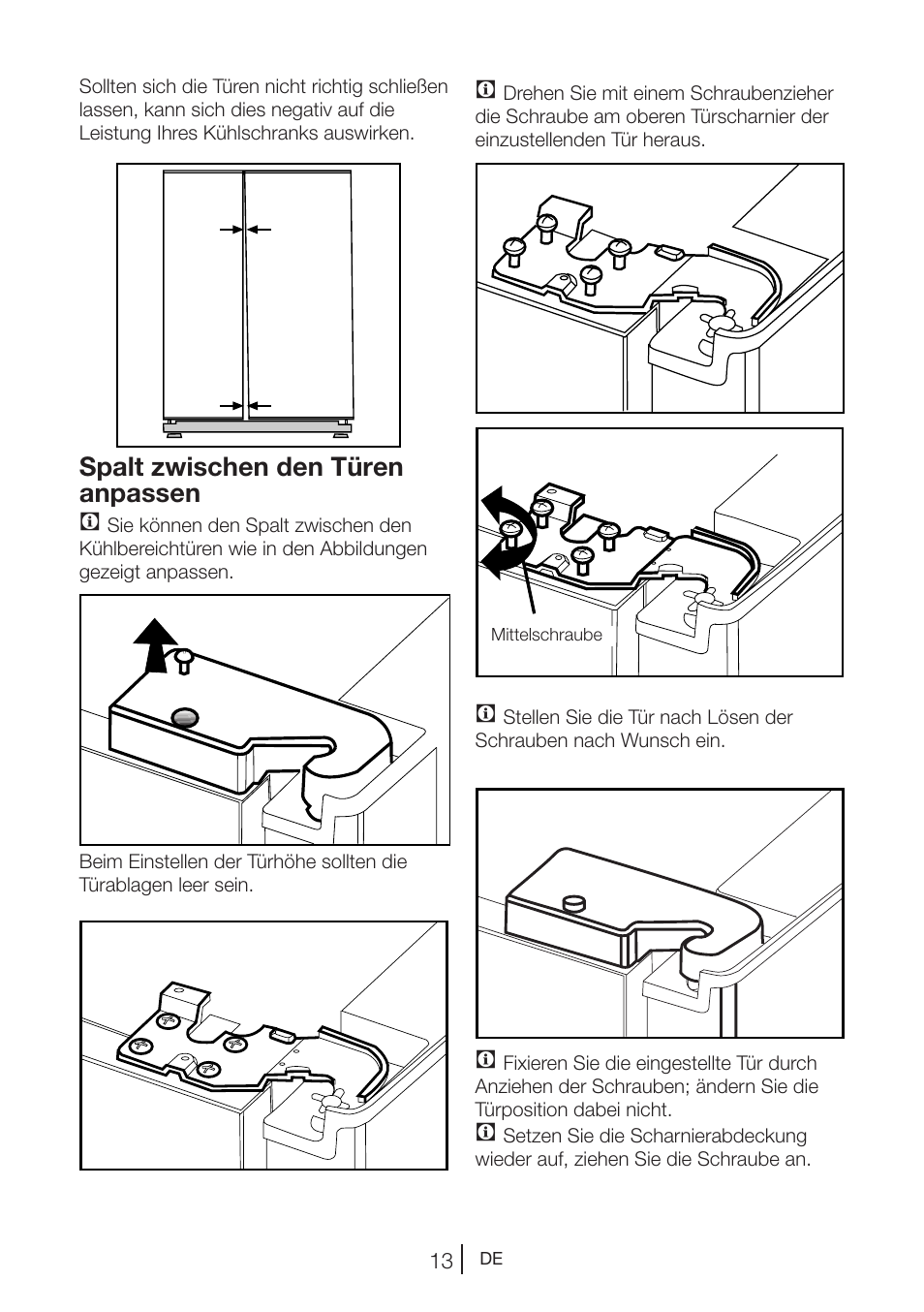 Spalt zwischen den türen anpassen c | Beko GNE V422 X User Manual | Page 80 / 102