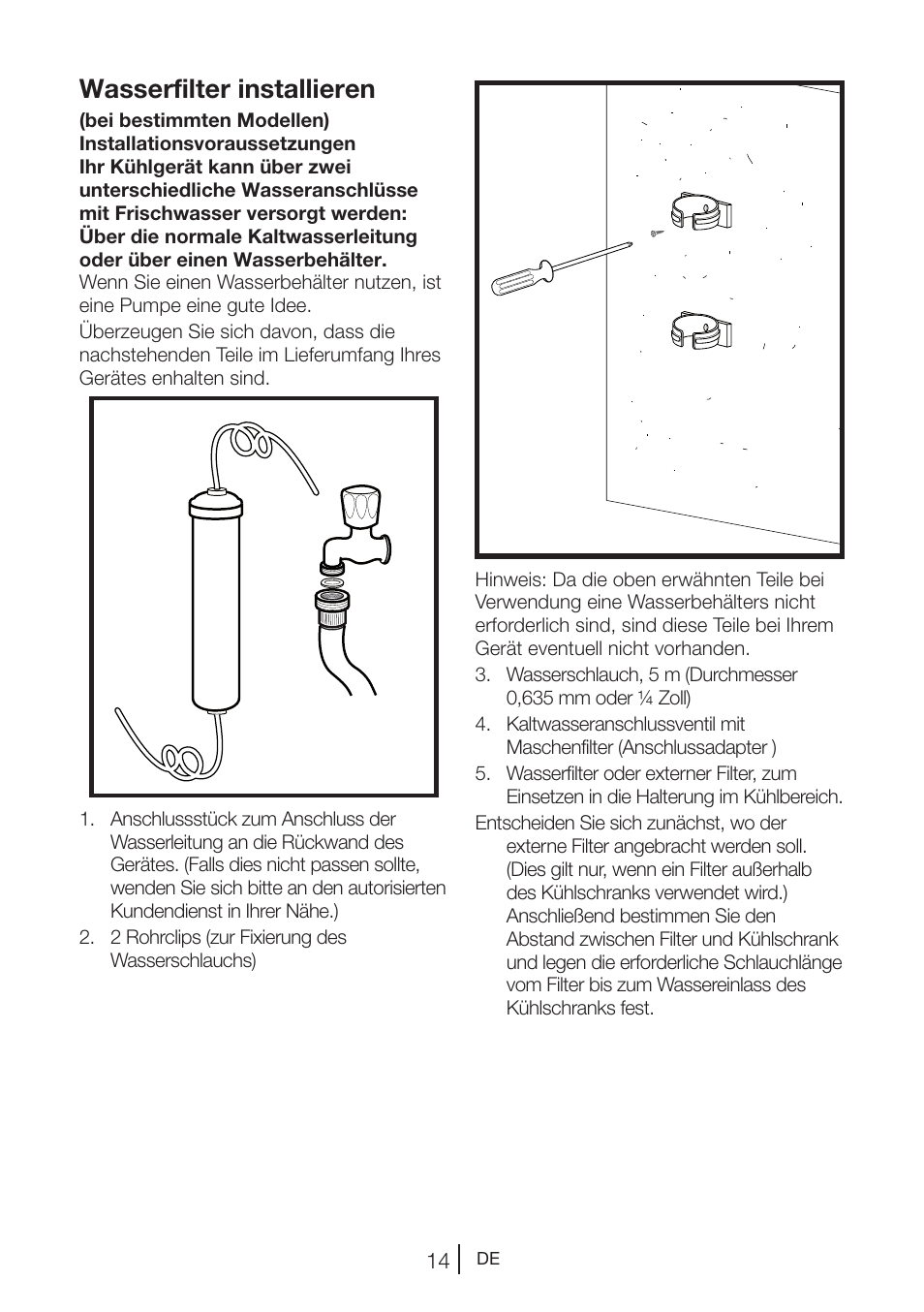 Wasserfilter installieren | Beko GNE V422 X User Manual | Page 81 / 102